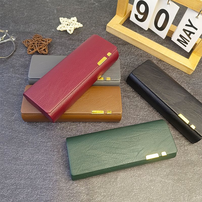 New Style Portable Anti-pressure High-level Sense Simple Leather Large-capacity Glasses Storage Box for Men and Women Students