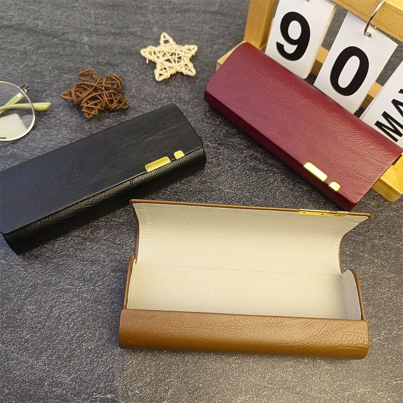 New Style Portable Anti-pressure High-level Sense Simple Leather Large-capacity Glasses Storage Box for Men and Women Students