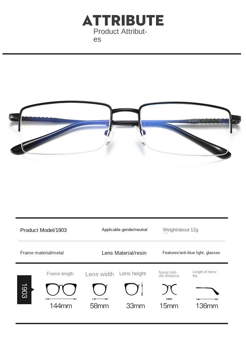 New Anti-blue Light Reading Glasses for the Elderly Women Reading Glasses Live Explosion Men's Business Glasses Frame