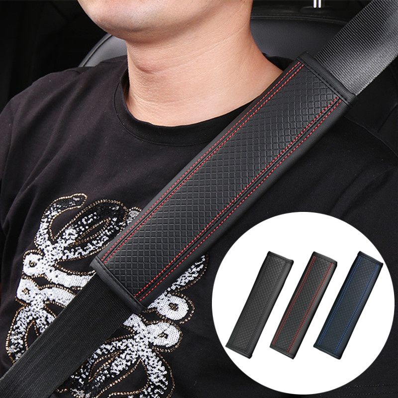 2pcs/set Universal Car Seat Belt Shoulder Cover Comfortable PU Leather Safetybelt Protective Cover Auto Accessories Decorations