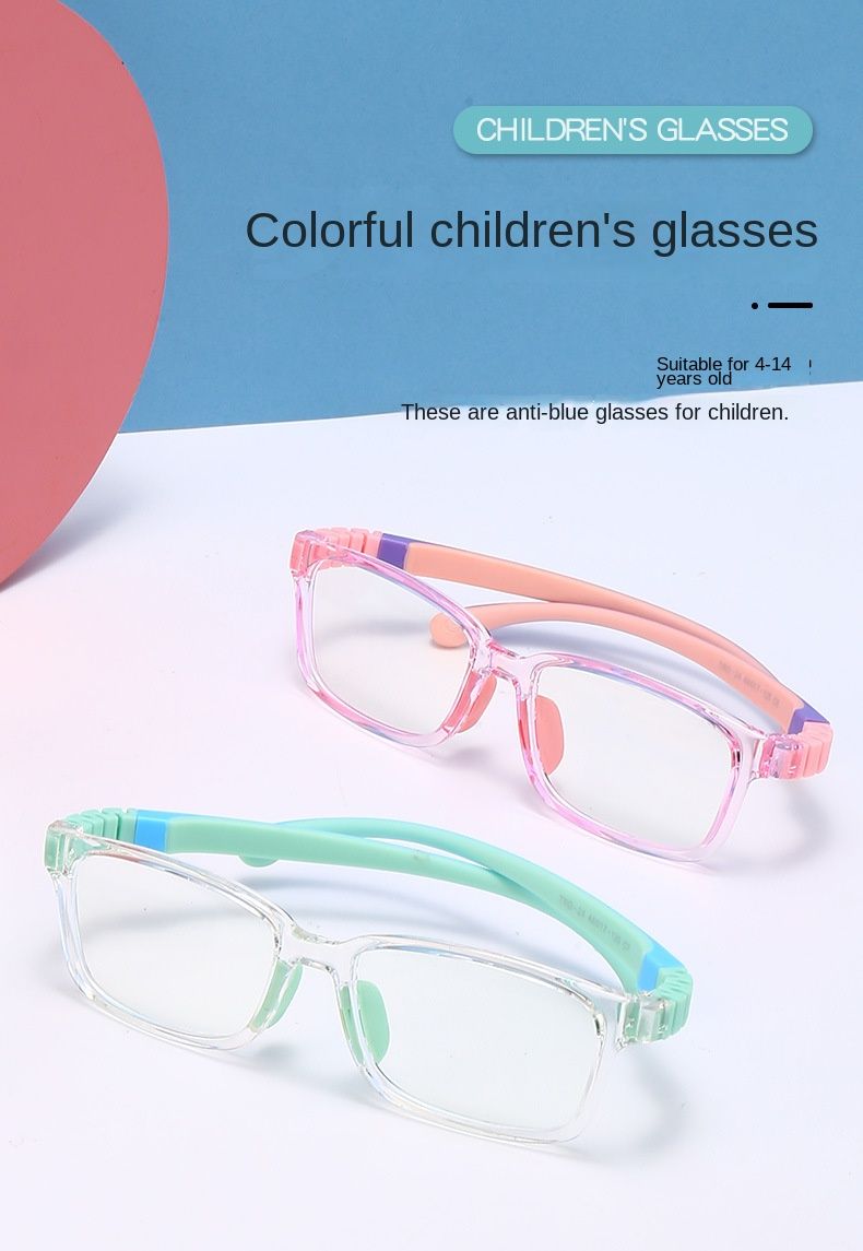 TRD24 New Children's Glasses Anti-blue Light Myopia Two-color Silicone Myopia Frame Boys and Girls Primary School Children's Frame