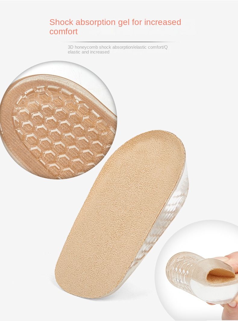 Silicone Heightening Pad Pu Insole Invisible Heightening Heel Pad Inner Heightening Pad Half Size Pad Insole Inner Heightening Pad