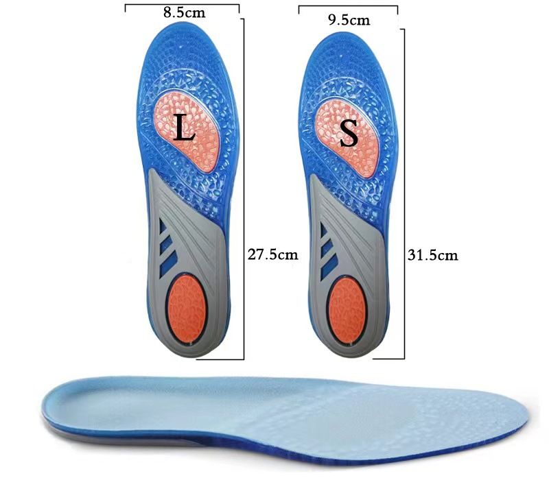 Silicone Insole Men's and Women's Sports Insole Soft Shock Absorbing Breathable Non-slip Basketball Insole Tri-color Insole