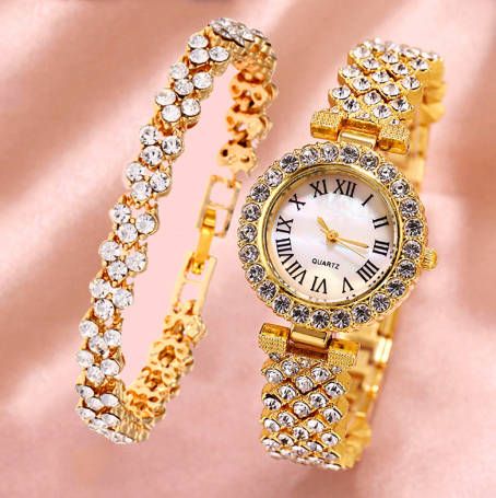 Watch and bracelet set Ladies Watches Hearts Quartz Watch Back  Watch   Casual  Watches Simple Ladies Wrist Fast delivery within 1-5 days