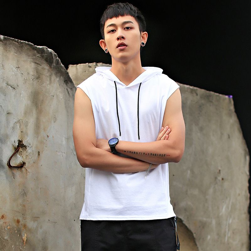 Men Gym Tank Top Tanks & Camis Summer Clothing Bodybuilding Workout Fashion Fitness Singlets Sleeveless Hood Muscle Top