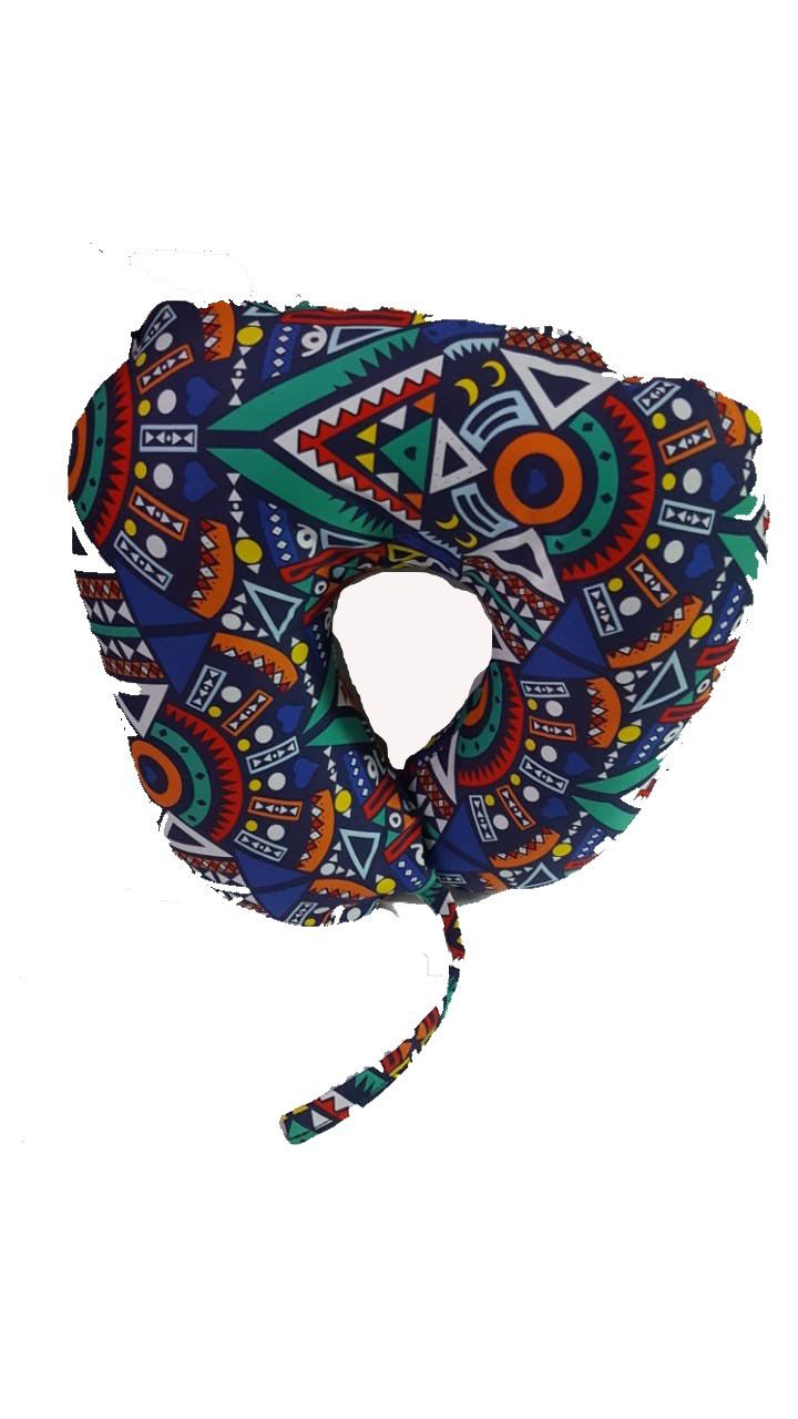 Multicolor ankara neck pillow that is comfortable and suitable for long and short trips