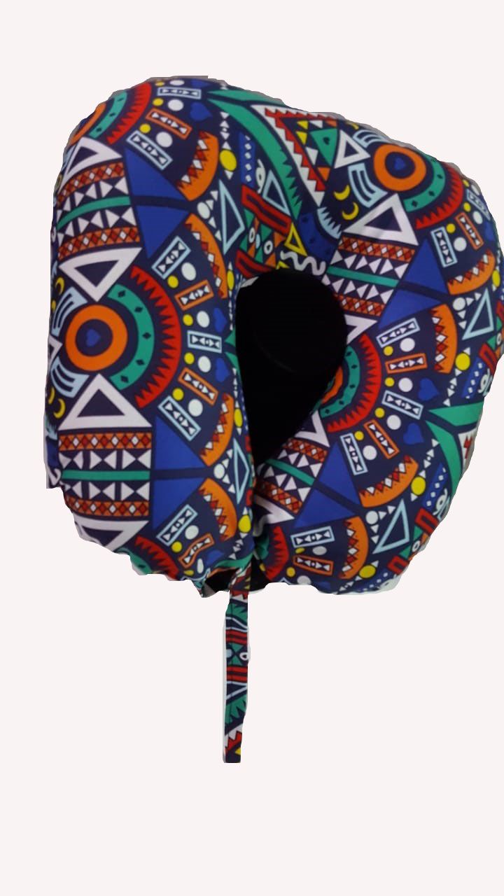 Multicolor ankara neck pillow that is comfortable and suitable for long and short trips