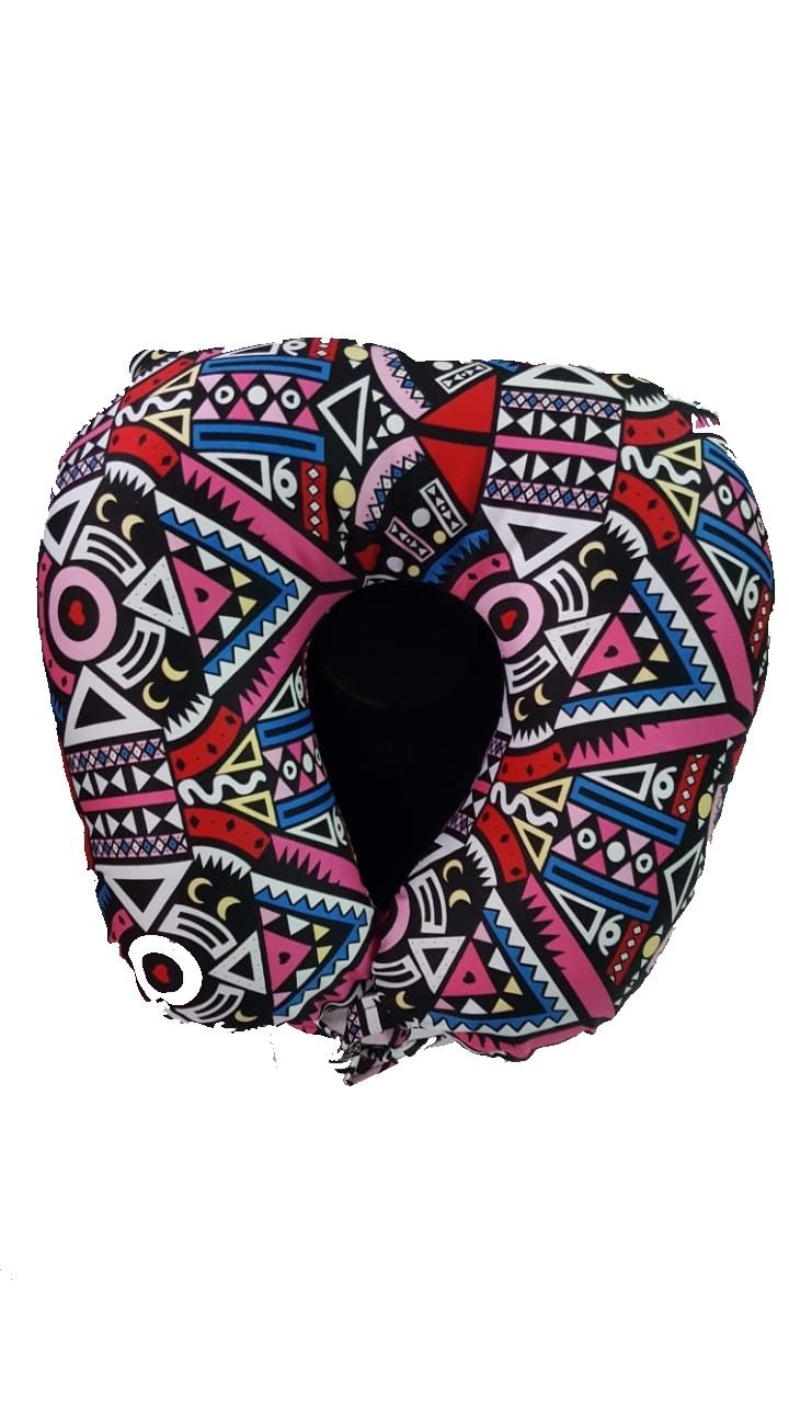 Multicolor ankara neck pillow that is comfortable and suitable for long and short trips
