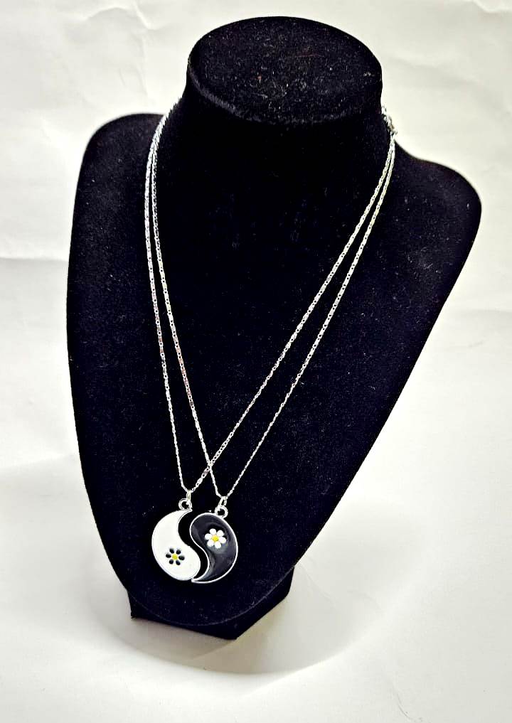The Silver Pendant Double Necklaces Tai Chi embodies elegance and balance
