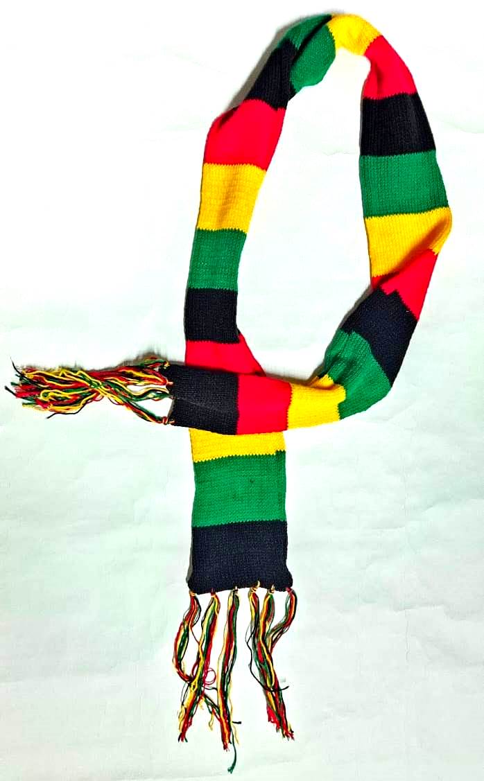 vibrant multicolor hand-knit scarf is a cozy and stylish accessory Crafted with care and attention to detail