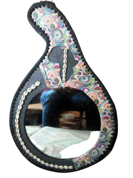 exquisitely crafted leather-bound customized mirror, a masterpiece of artistry and elegance that transcends mere functionality to become a cherished heirloom in your home.