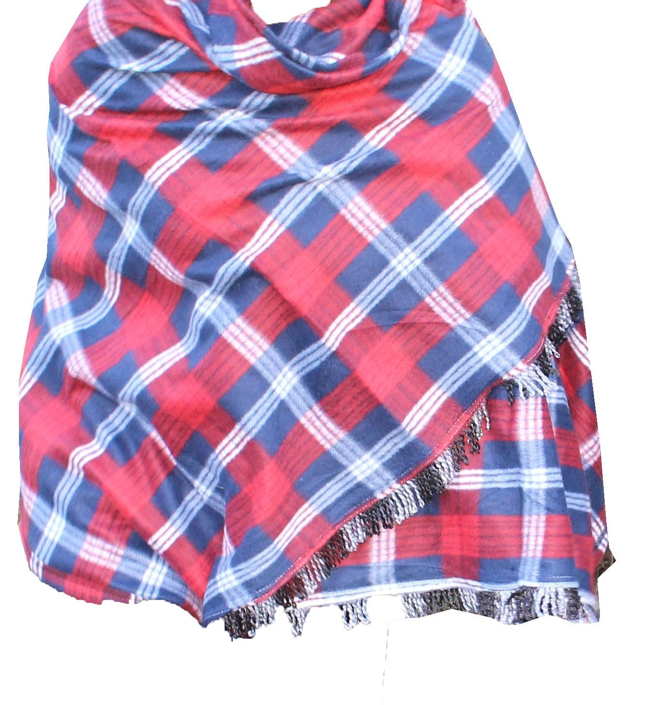 exquisite multicolor checked women's shawl. Like a canvas painted by the whims of the wind, this luxurious accessory blends rich tones seamlessly