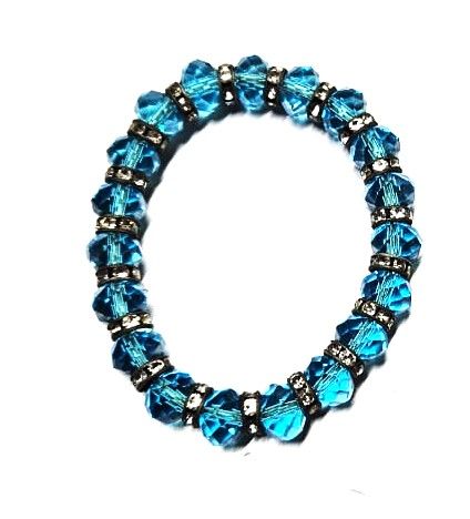 breathtaking blue crystal bracelet, a masterpiece of craftsmanship adorned with an array of meticulously crafted small embellishments.