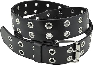 Double Grommet PU Leather Belt, a definitive statement piece designed to infuse punk and metal aesthetics into your wardrobe.