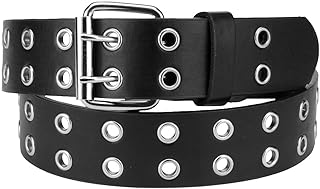 Double Grommet PU Leather Belt, a definitive statement piece designed to infuse punk and metal aesthetics into your wardrobe.