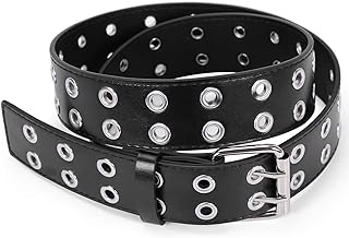 Double Grommet PU Leather Belt, a definitive statement piece designed to infuse punk and metal aesthetics into your wardrobe.