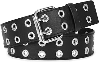 Double Grommet PU Leather Belt, a definitive statement piece designed to infuse punk and metal aesthetics into your wardrobe.