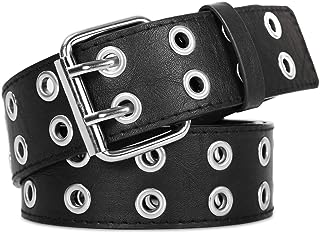 Double Grommet PU Leather Belt, a definitive statement piece designed to infuse punk and metal aesthetics into your wardrobe.