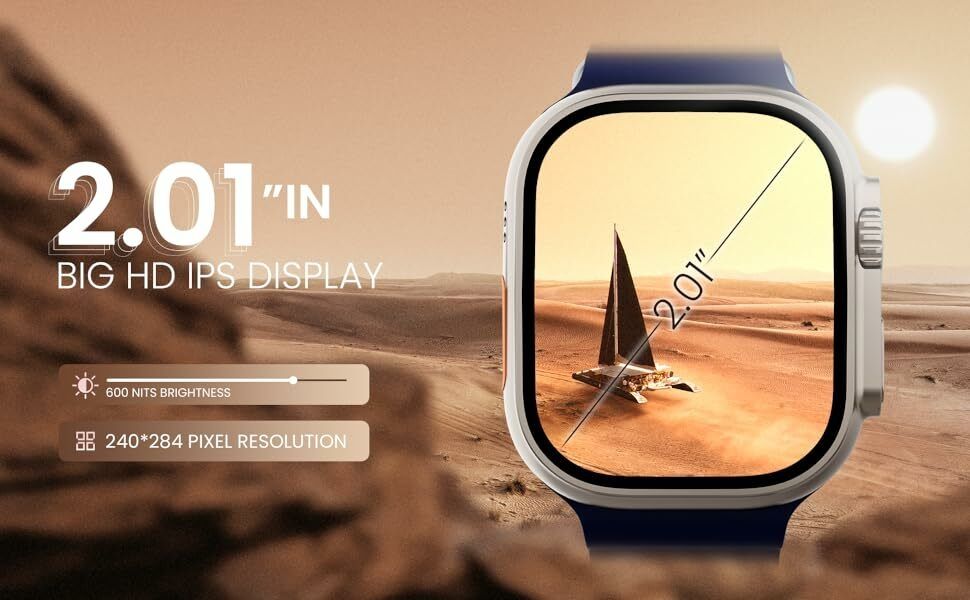 Smart Watch,49MM Display, Raise Hand Wake Up, Bluetooth Calling