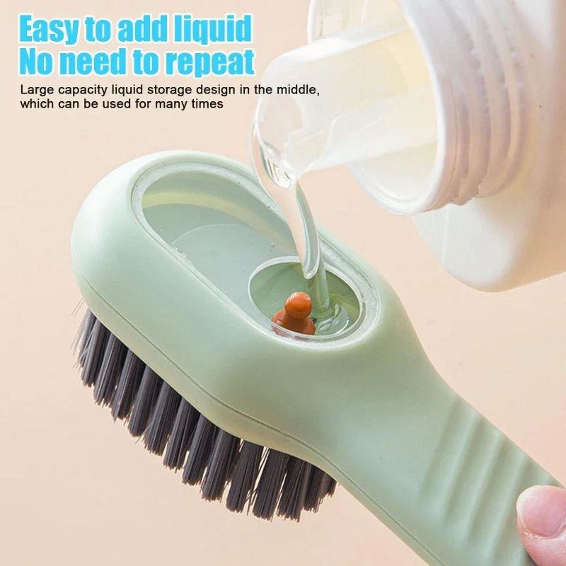 Cleaning Brush Automatic Liquid Discharge Soft Bristled Shoe Brush Long Handle Brush Household Cleaning Tool