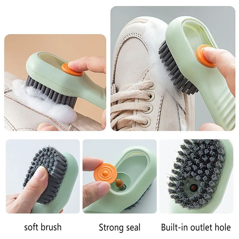 Cleaning Brush Automatic Liquid Discharge Soft Bristled Shoe Brush Long Handle Brush Household Cleaning Tool