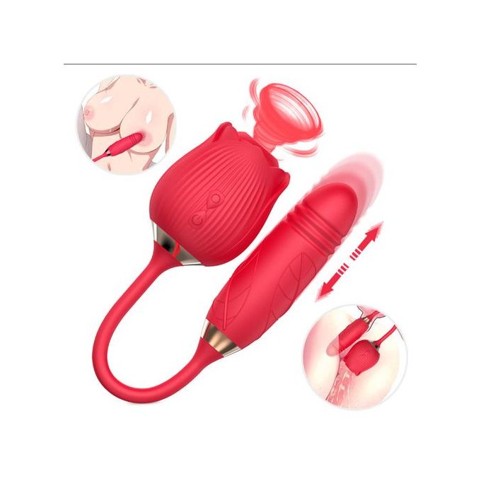 Rose Toy Cli_t Sucker & Vibrating Egg Women Sex Toy- Rose Red - image 6