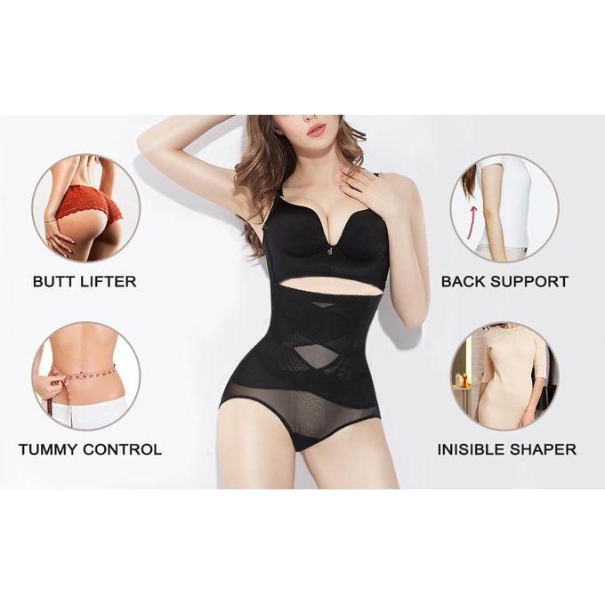 Women Bottom Lifter Shapewear Hi-Waist Double Tummy Control Panty Waist Trainer Body Shaper