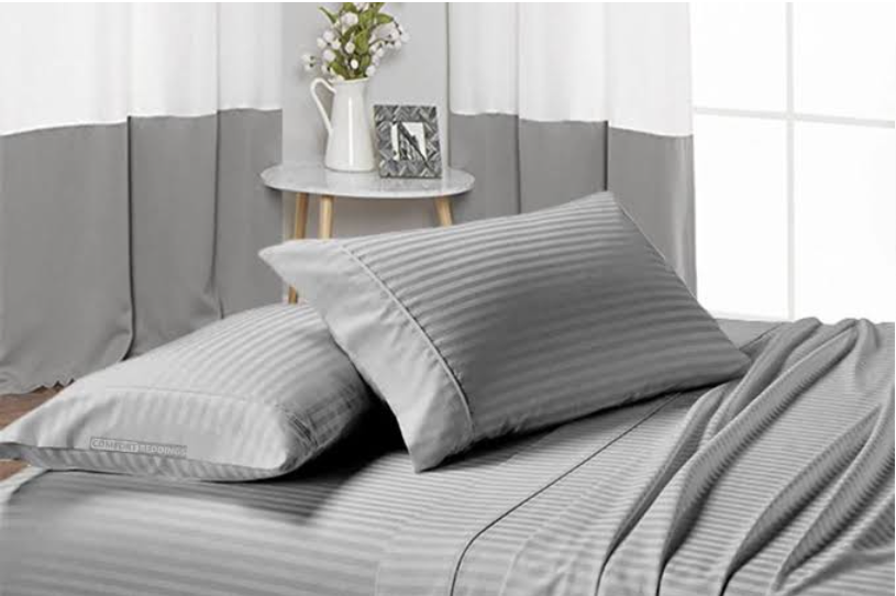 4PCS High-Quality Cotton stripped bedsheets (2 Bedsheets, 2 pillowcases)