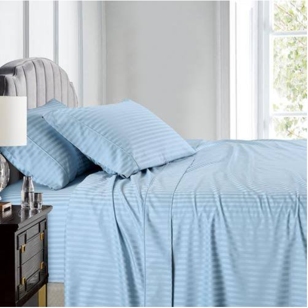 4PCS High-Quality Cotton stripped bedsheets (2 Bedsheets, 2 pillowcases)