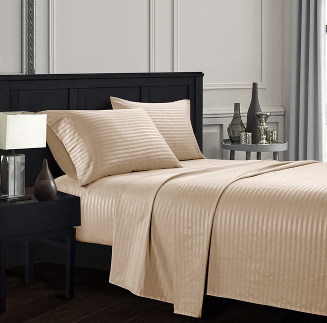 4PCS High-Quality Cotton stripped bedsheets (2 Bedsheets, 2 pillowcases)