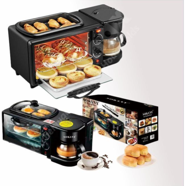 3 In 1 Kitchen MultiFunction Breakfast Maker Machine with Grill, Tea-Coffee Maker/ Expresso