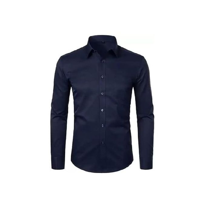 Aidailu Men's Clothes Black And Navy Men Official shirt Long-sleeved Casual Wear Classic Collar Men Shirt Tops For Adults