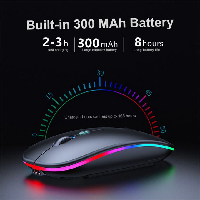 The Rechargeable Bluetooth Wireless Mouse with 2.4G RGB LED lights is the perfect combination of style, functionality, and convenience for all your computing needs. Comes With A USB Receiver