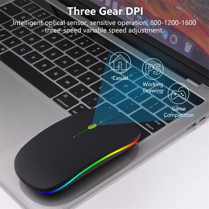 The Rechargeable Bluetooth Wireless Mouse with 2.4G RGB LED lights is the perfect combination of style, functionality, and convenience for all your computing needs. Comes With A USB Receiver