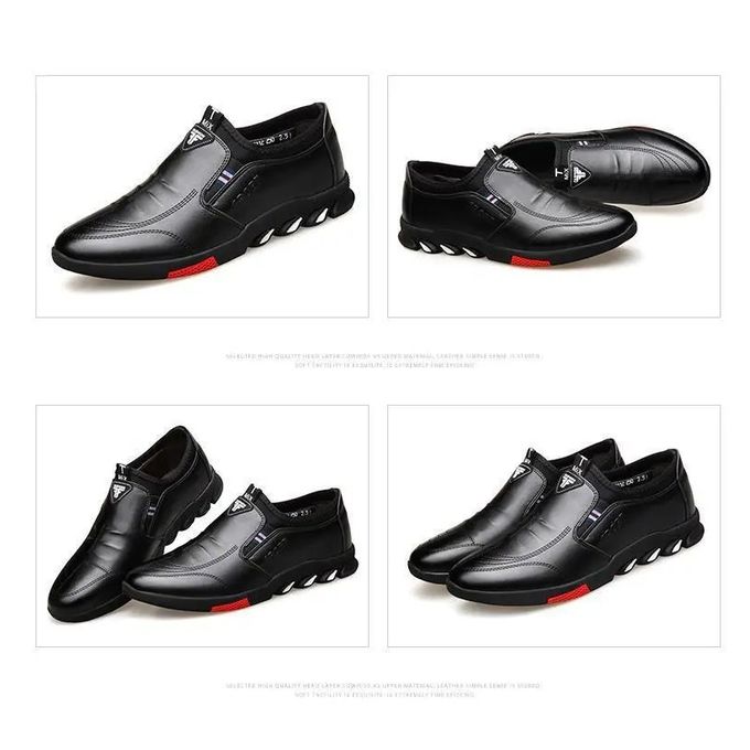 Black Fashion Men's Shoes Soft Sole Leather Shoes Fashion Men's Leather Casual Flat Shoes Business Non-Slip Breathable All-Match Men Sneakers