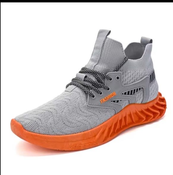 Hot selling men's breathable flying woven running sneaker elastic running shoes Quality Comfortable Mens Casual Shoes Low Price Sports Shoes Fashion Men Sneakers