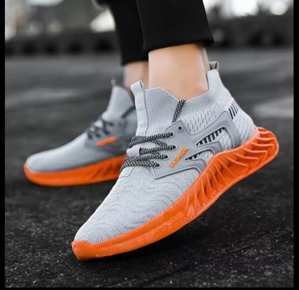 Hot selling men's breathable flying woven running sneaker elastic running shoes Quality Comfortable Mens Casual Shoes Low Price Sports Shoes Fashion Men Sneakers