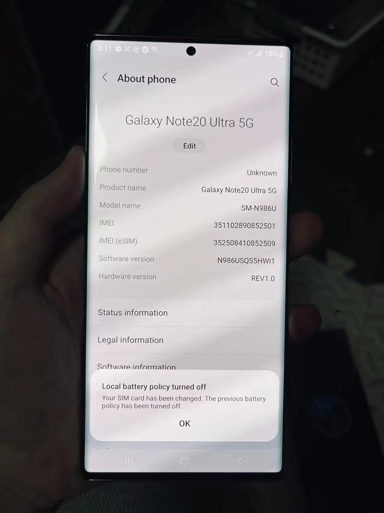 Refurbished Samsung Galaxy Note 20 Ultra Original 5G Smartphone Note 20U 12GB + 128GB Cellphone