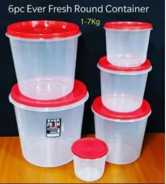 6pcs Plastic Ever Fresh Round Kitchen Container Set