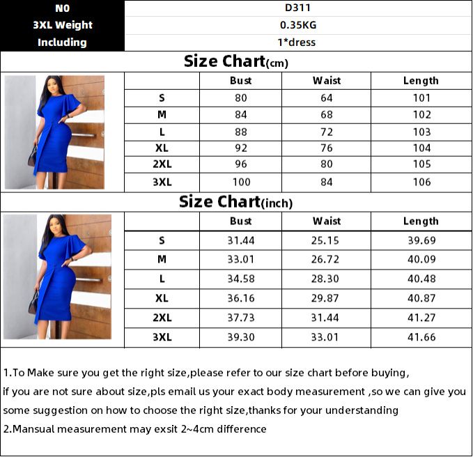 Foreign Trade Women's new summer 2024 pure color high waist temperament commuting lotus leaf sleeve office western dress