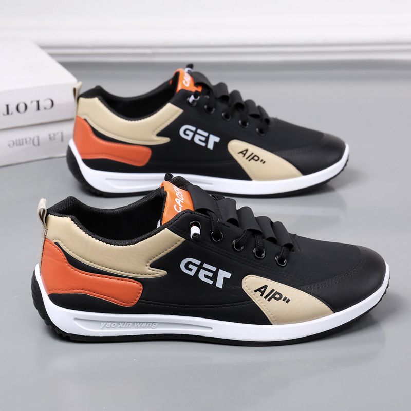 New Arrivals men's shoes fashion sneaker casual sports shoes boy's PU Artificial leather lace-up single shoes students low top shoes running shoes