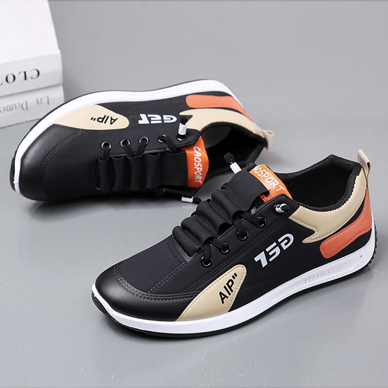 New Arrivals men's shoes fashion sneaker casual sports shoes boy's PU Artificial leather lace-up single shoes students low top shoes running shoes