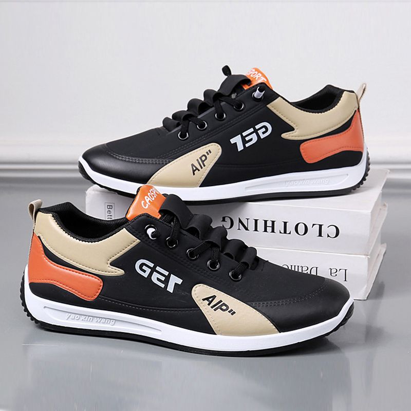 New Arrivals men's shoes fashion sneaker casual sports shoes boy's PU Artificial leather lace-up single shoes students low top shoes running shoes