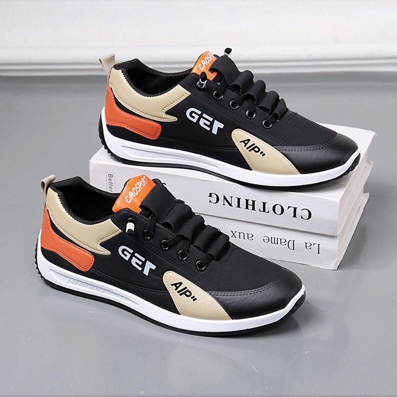 New Arrivals men's shoes fashion sneaker casual sports shoes boy's PU Artificial leather lace-up single shoes students low top shoes running shoes