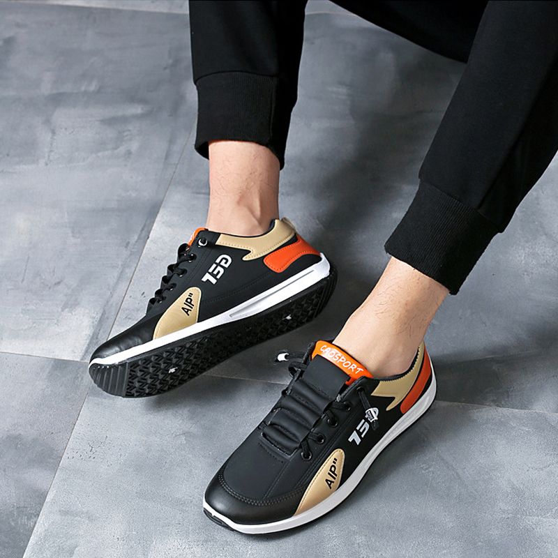 New Arrivals men's shoes fashion sneaker casual sports shoes boy's PU Artificial leather lace-up single shoes students low top shoes running shoes