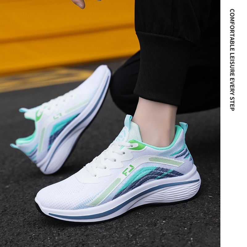 Men's sneakers flying woven sports shoes mesh outdoor casual shoes Boy's lace-up gym shoes training shoes students running shoes sports shoes