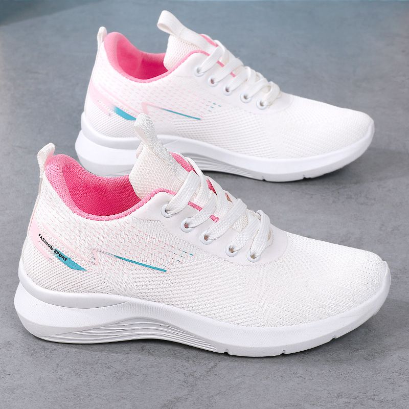 Women's shoes walking shoes breathable Travel shoes ladies mesh sports shoes casual fashion running shoes girls soft-soled non-slip mesh shoes students sneakers  White,EU38