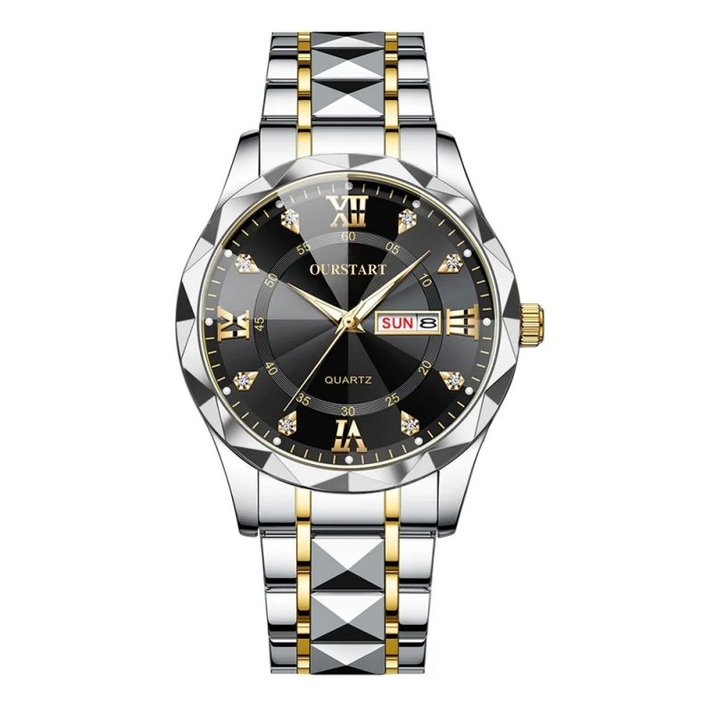 Fashion Business Men's Watches Fashion Trend Quartz Wristwatch Original Waterproof Stainless Steel Watch for Man Date Week 2024 Top Sale