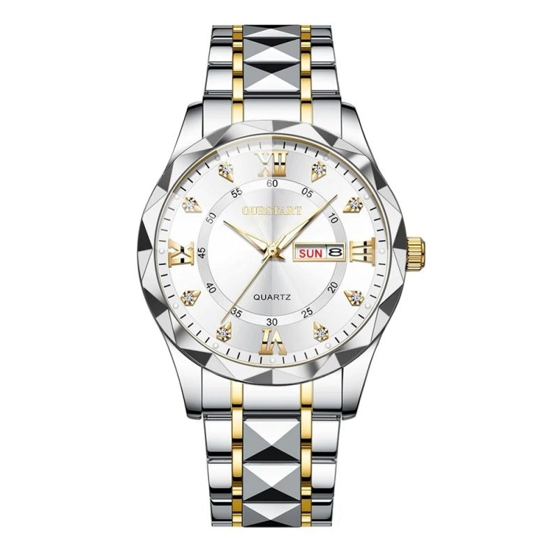 Fashion Business Men's Watches Fashion Trend Quartz Wristwatch Original Waterproof Stainless Steel Watch for Man Date Week 2024 Top Sale