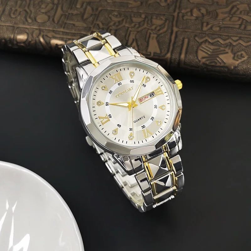 Fashion Business Men's Watches Fashion Trend Quartz Wristwatch Original Waterproof Stainless Steel Watch for Man Date Week 2024 Top Sale